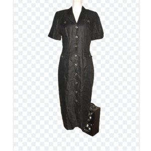 Bonnie Marx 80s Linen Button Front Dress 8